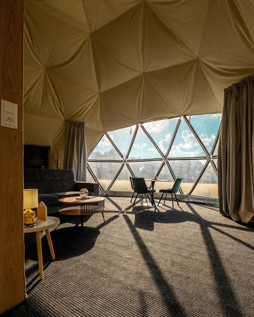 Glamping dome interior