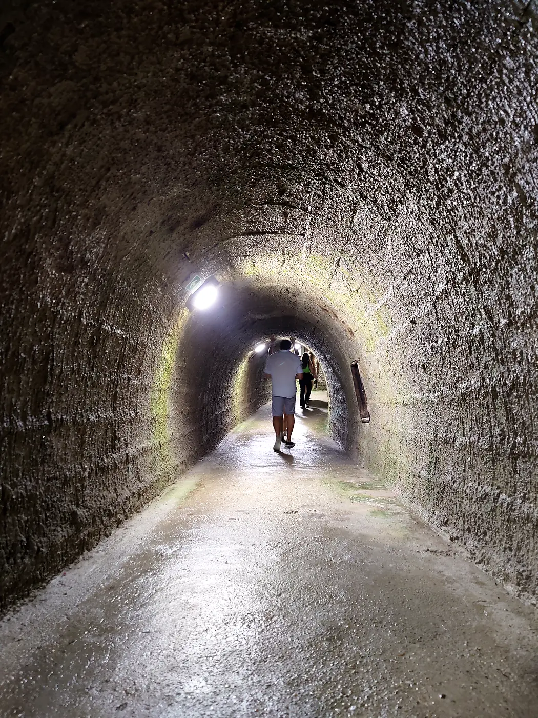A corridor cut into the rock leading to the cave beneath Bojnice Castle